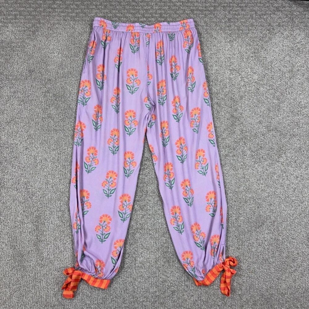 World Market Pants Womens L/XL Purple Floral Harem Boho Beach Travel Hippie - Picture 2 of 8